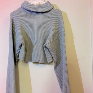 Baby Blue Cropped Turtleneck Sweater
